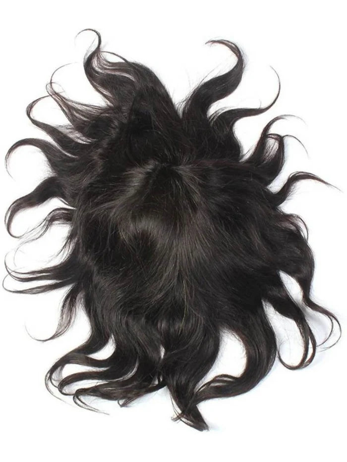 CRIBE Black 12 Inch Human Hair Patch Wig for Men
