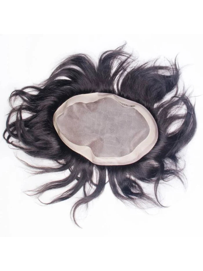 CRIBE Black 12 Inch Human Hair Patch Wig for Men