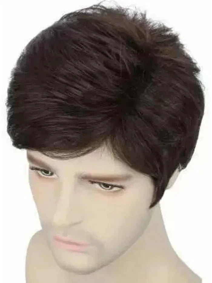 CRIBE Brown 6 Inch Full Head Synthetic Hair Wig for Men