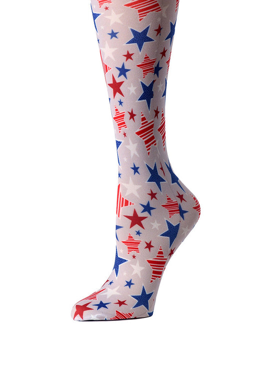 Cutieful Women's American Stars Print Sheer Knee High Compression Socks 8-15 mmHg