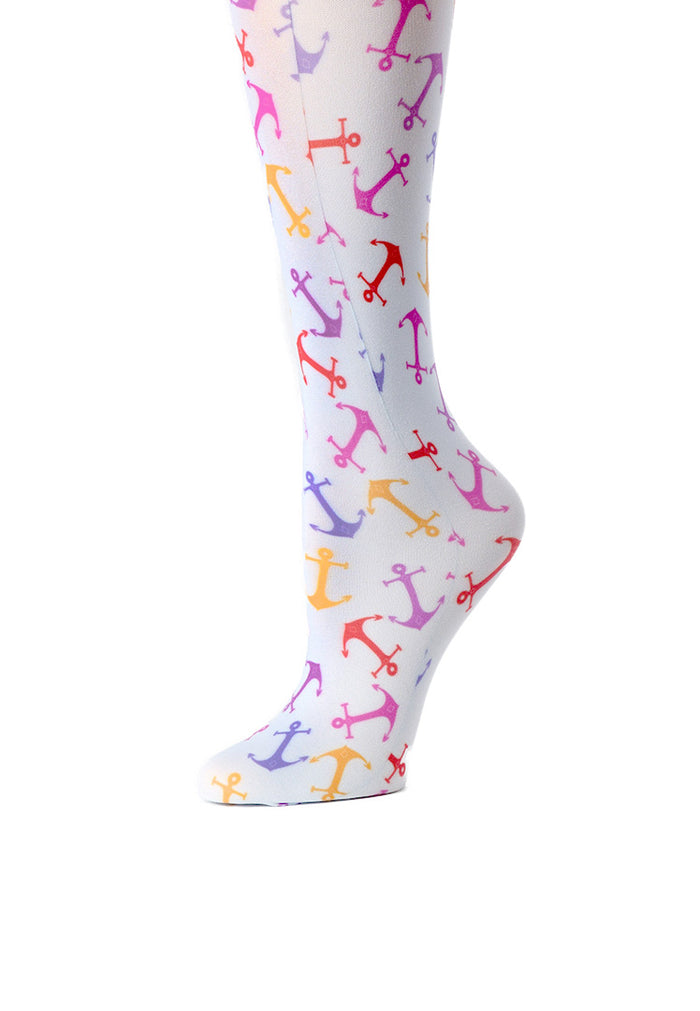 Cutieful Women's Anchors Print Sheer Knee High Compression Socks 8-15 mmHg