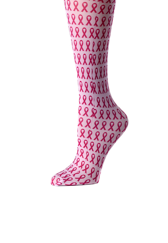 Cutieful Women's BCA Ribbons Print Sheer Knee High Compression Socks 8-15 mmHg