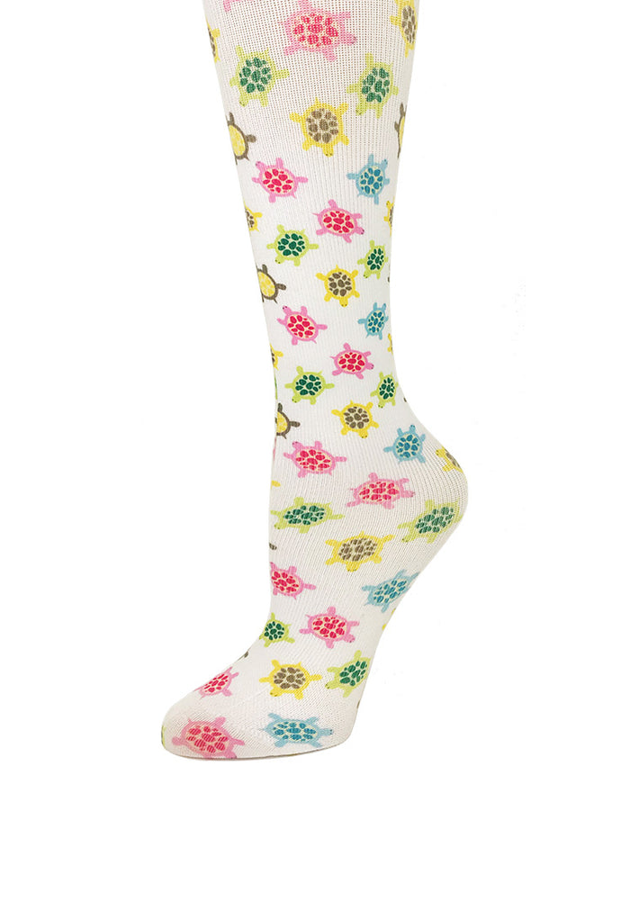 Cutieful Women's Bright Turtles Print Sheer Knee High Compression Socks 8-15 mmHg