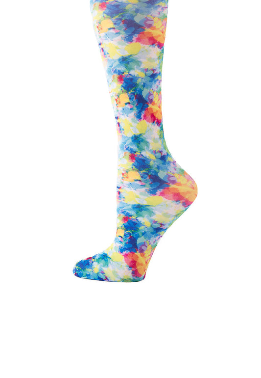 Cutieful Women's Bright Watercolors Print Sheer Knee High Compression Socks 8-15 mmHg