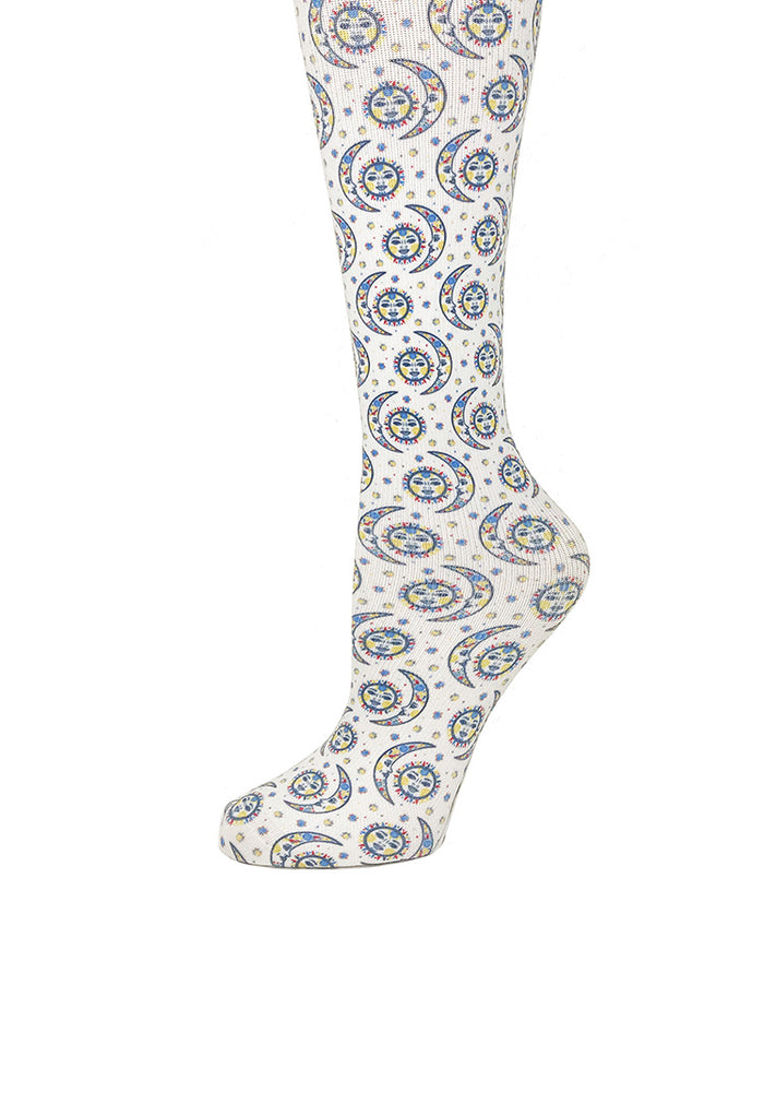 Cutieful Women's Celestial Print Sheer Knee High Compression Socks 8-15 mmHg
