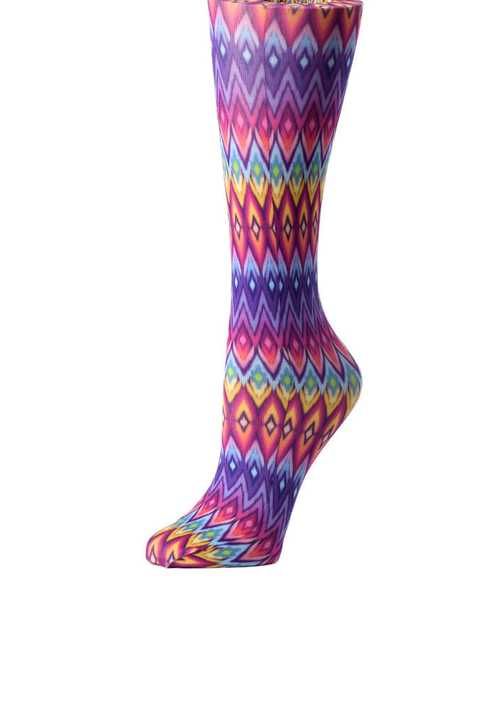Cutieful Women's Rainbow Diamond Print Sheer Knee High Compression Socks 8-15 mmHg