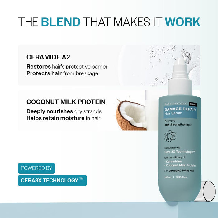 Damage Repair Hair Serum With Ceramide A2 and Coconut Milk Protein - 100 ml