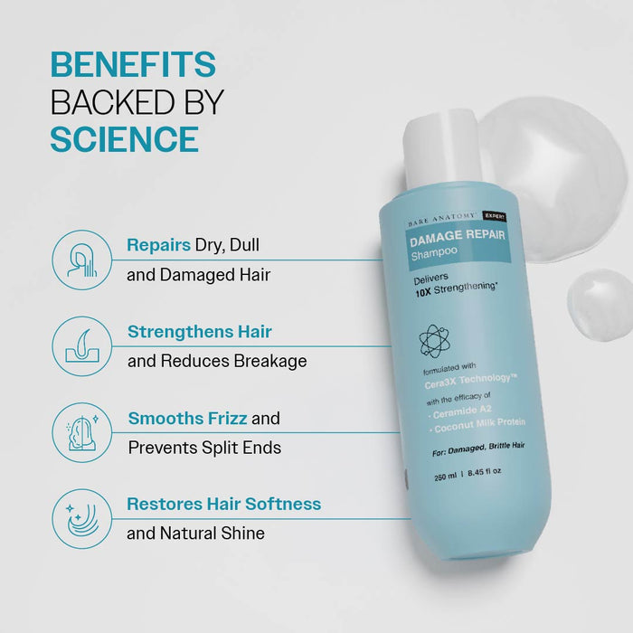 Damage Repair Shampoo With Ceramide A2 & Coconut Milk Protein - 250 ml