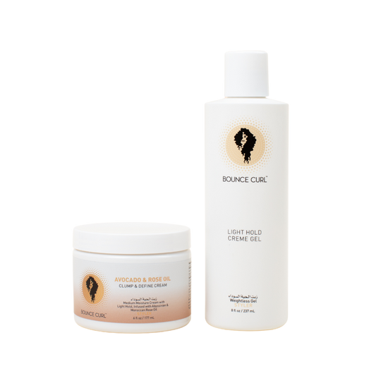 Bounce Curl Define Styling Kit: Avocado and Rose Oil Clump and Define Cream and Light Hold Creme Gel