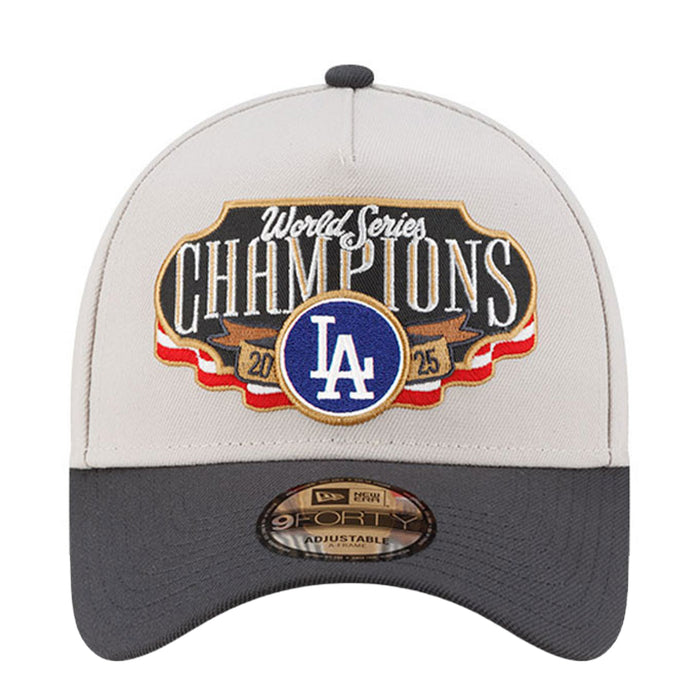 Light beige and dark gray baseball cap with World Series Champions patch and adjustable strap
