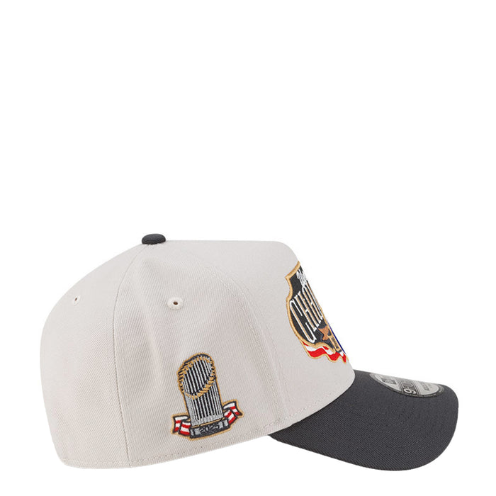 Light beige baseball cap with World Series Champions side embroidery and dark brim