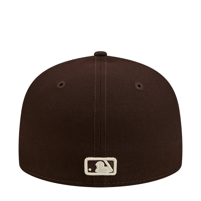 Brown baseball cap with white MLB player silhouette patch at center