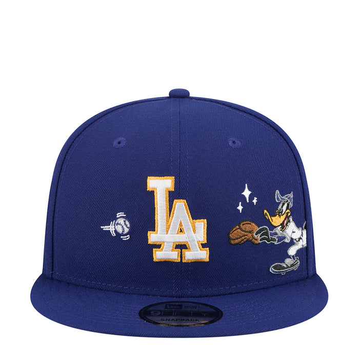 Navy baseball cap with LA logo and Daffy Duck patch, adjustable snapback