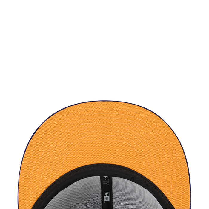 Orange cap interior panel with stitched texture and curved seam trim