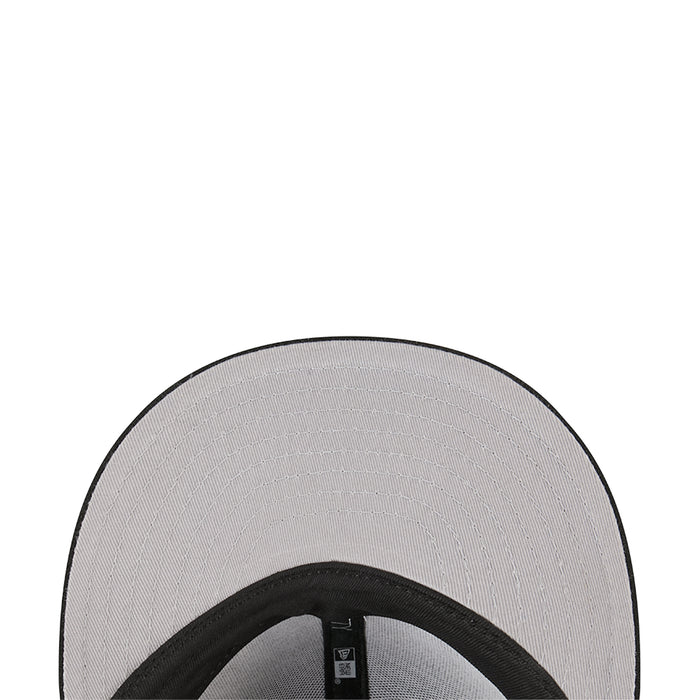 Light gray baseball cap crown with black inner band from top view