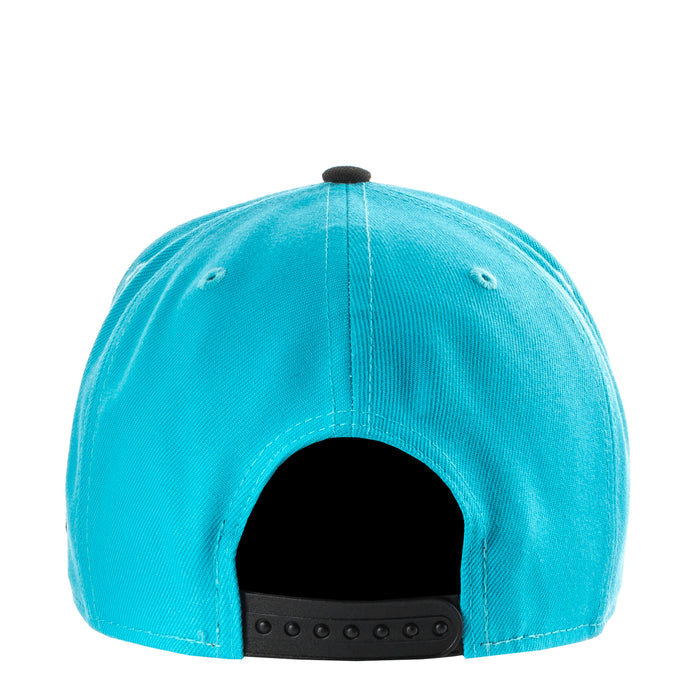 Vice blue baseball cap back view with ventilation eyelets and black strap