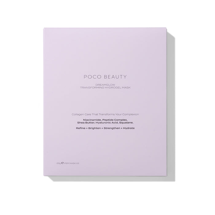 poco beauty dreamglow transforming hydrogel face masks box of 3 - suitable for all skin types