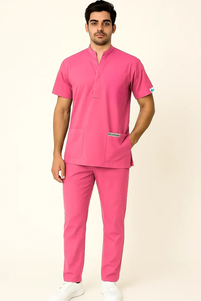 ELITE 6 POCKET MANDARIN (PINK) MEN SCRUB
