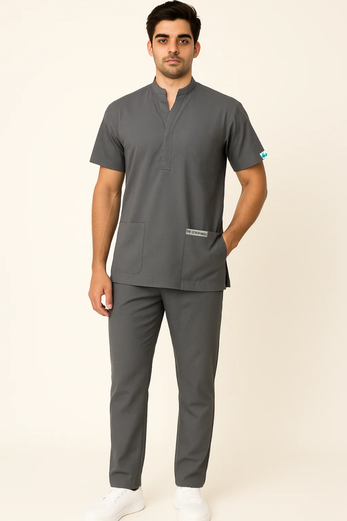 ELITE MANDARIN (GREY) MEN SCRUB