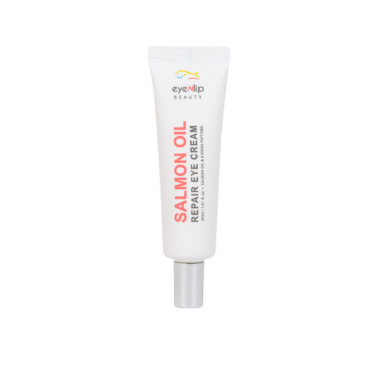 EYENLIP Salmon Oil Repair Eye Cream is a richly nourishing eye cream designed to rejuvenate and repair the delicate skin around the eyes. Infused with Salmon Oil, known for its high omega fatty acid content, this cream effectively moisturizes and reduces the appearance of fine lines and wrinkles. It also contains a potent blend of peptides and Niacinamide, which work together to enhance skin elasticity, brighten dark circles, and improve overall skin texture. Shea Butter and Argan Oil provide de