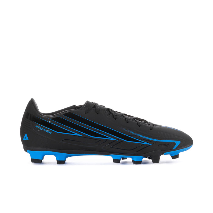 Men's black and blue FG soccer cleat with stud outsole