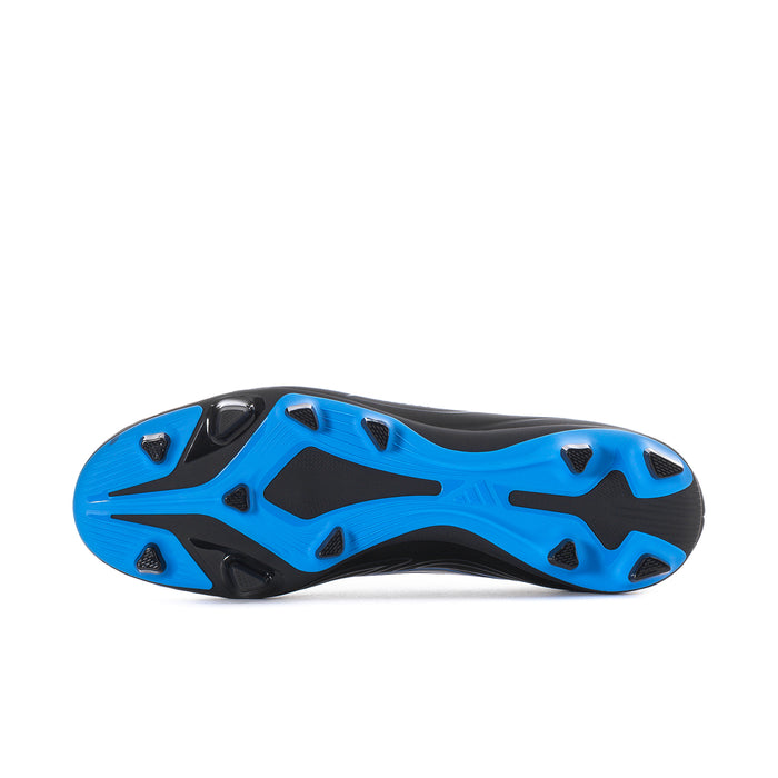 Black and blue studded cleat outsole with firm-ground traction studs