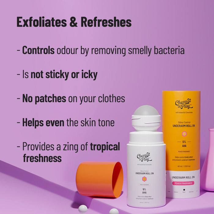 Feel Fresh! | Exfoliating Body Wash - 236 ml & Peach Underarm Roll On - 40 ml