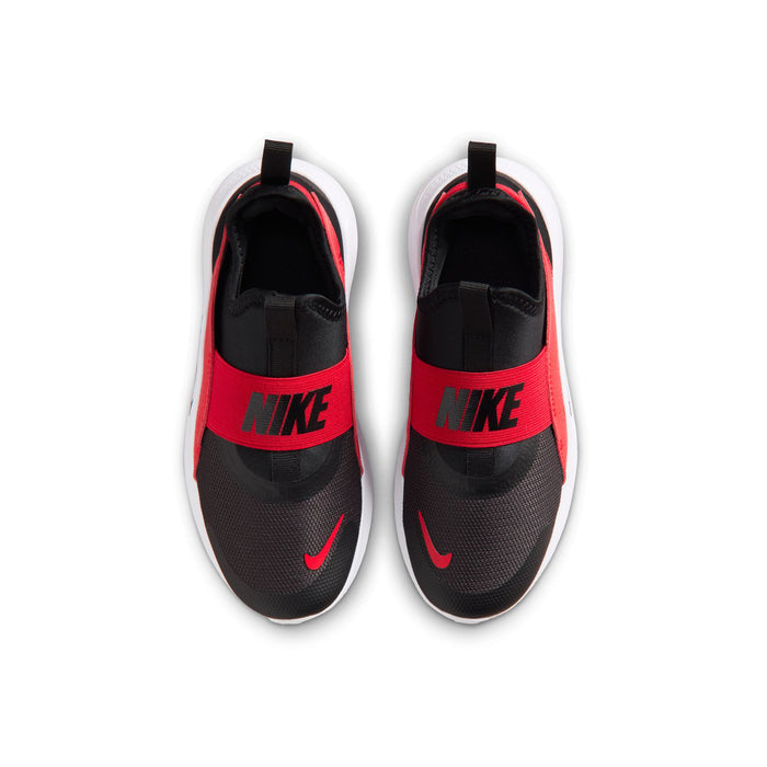 Kids running sneaker pair, red and black uppers with NIKE branding at heel