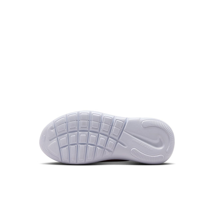 Kids running sneaker outsole, white rubber tread with Nike logo