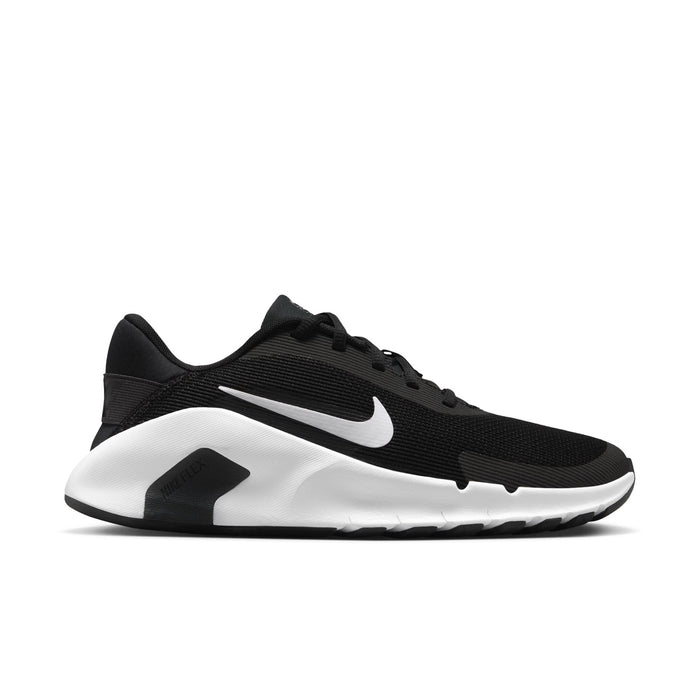 Women's training sneakers, black mesh with white midsole and Nike swoosh