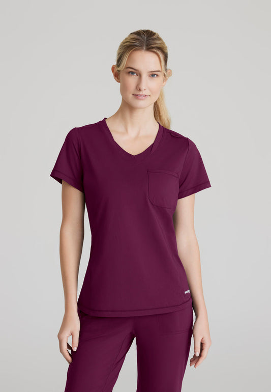 Flow Knit Top - Wine - Grey's Anatomy Scrubs