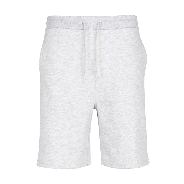 Men's French terry shorts, grey heather, drawstring waist front view