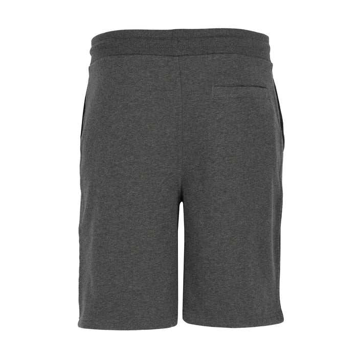 Men's charcoal french terry shorts, back view with patch pocket