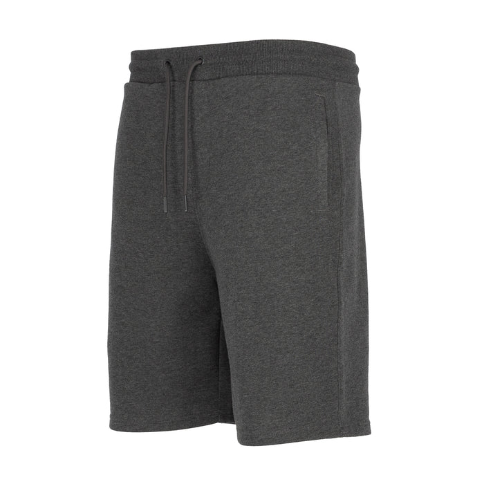 Men's charcoal french terry shorts with drawstring and side seam
