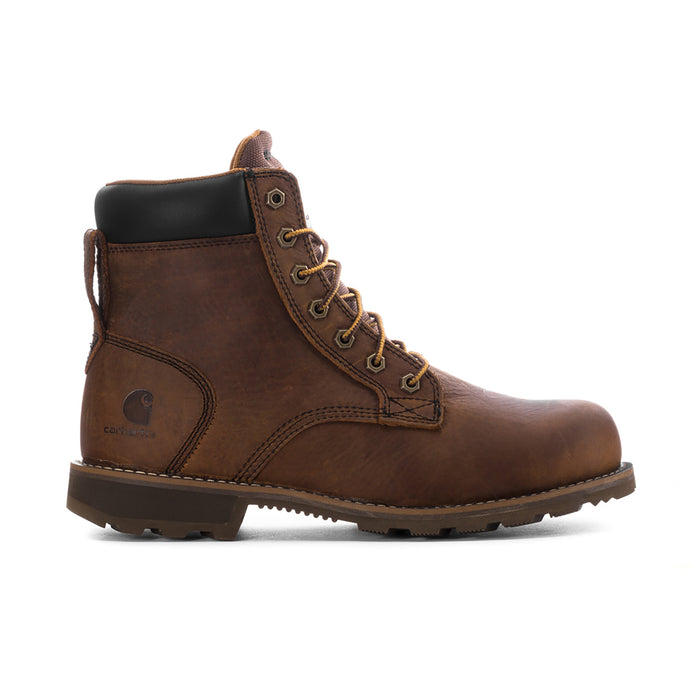 Brown 6-inch men’s work boot with lace-up shaft and padded collar