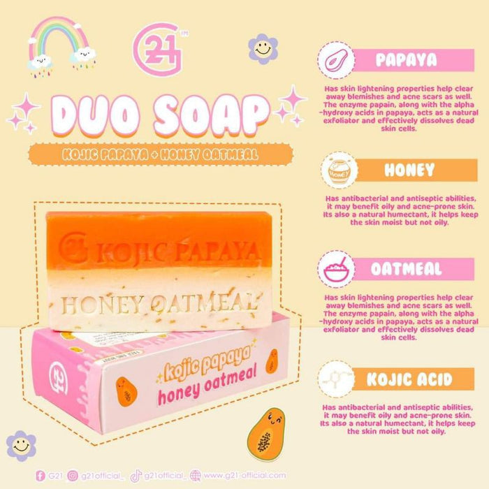 G21  Duo Soap Kojic Papaya + Honey Oatmeal