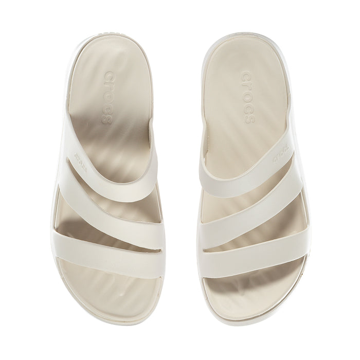 Women’s light beige open-toe slide sandal with three wide straps