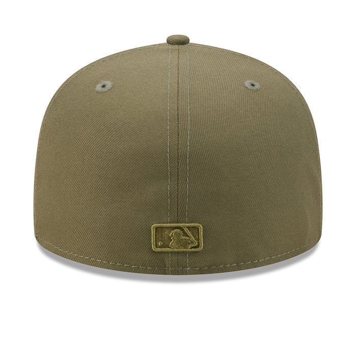 New Olive baseball cap back view with small embroidered emblem