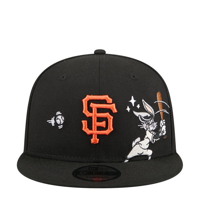 Black snapback cap with orange SF logo, Bugs Bunny graphic, and curved brim