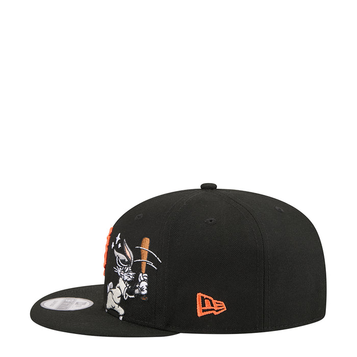 Black cap with Bugs Bunny side graphic, orange trim, and New Era flag logo