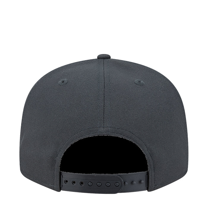 Dark gray baseball cap back view with adjustable strap and ventilation eyelets
