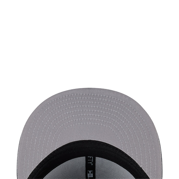 Light gray baseball cap with black underside brim and small interior label detail