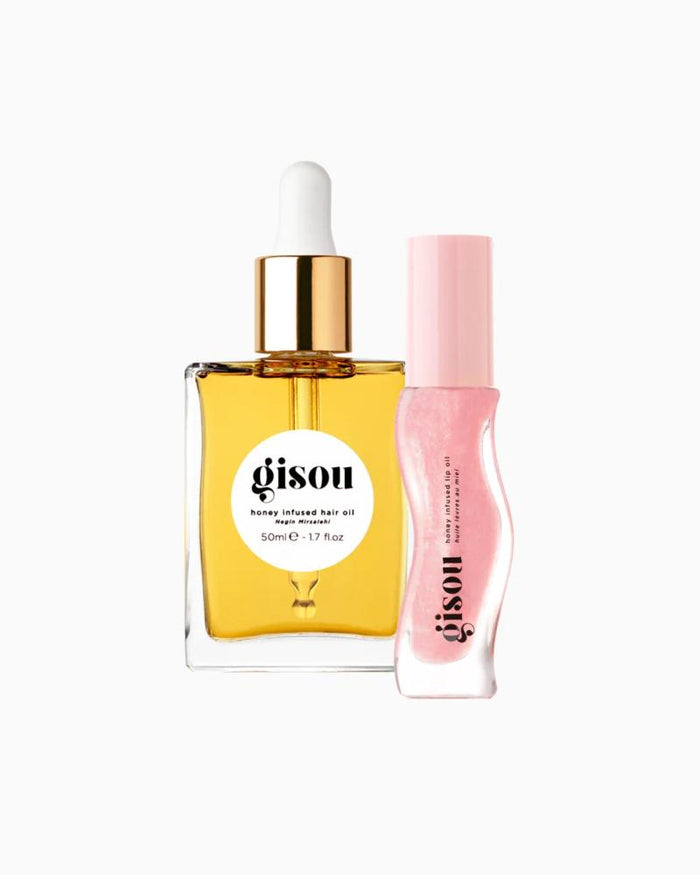 GISOU honey gloss & go duo hydrating, hair and lip oil بكج الزيوت للعناية بالشعر والشفاه من جيسو