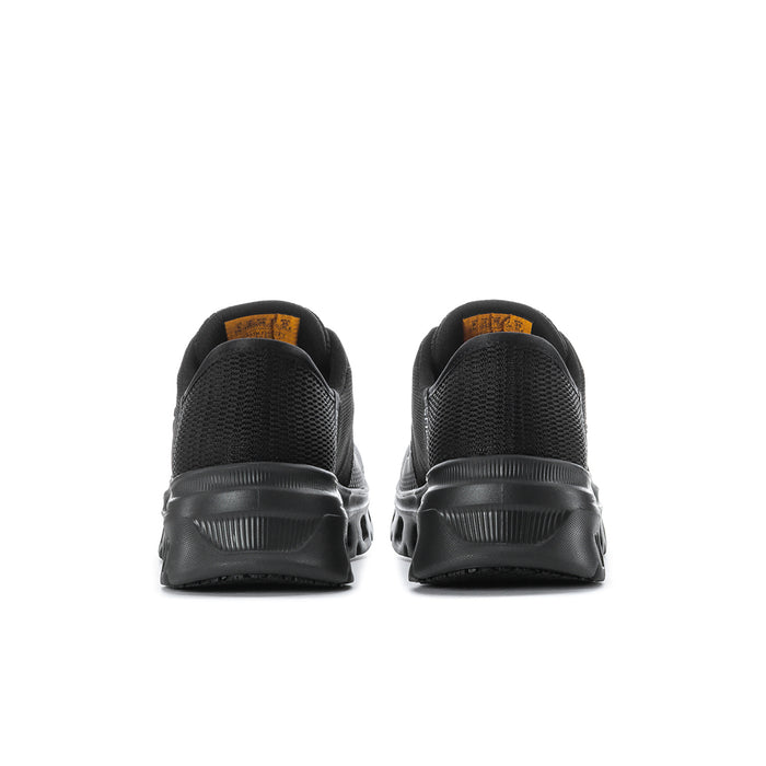 Black women's slip-on sneaker, padded collar and molded heel panel