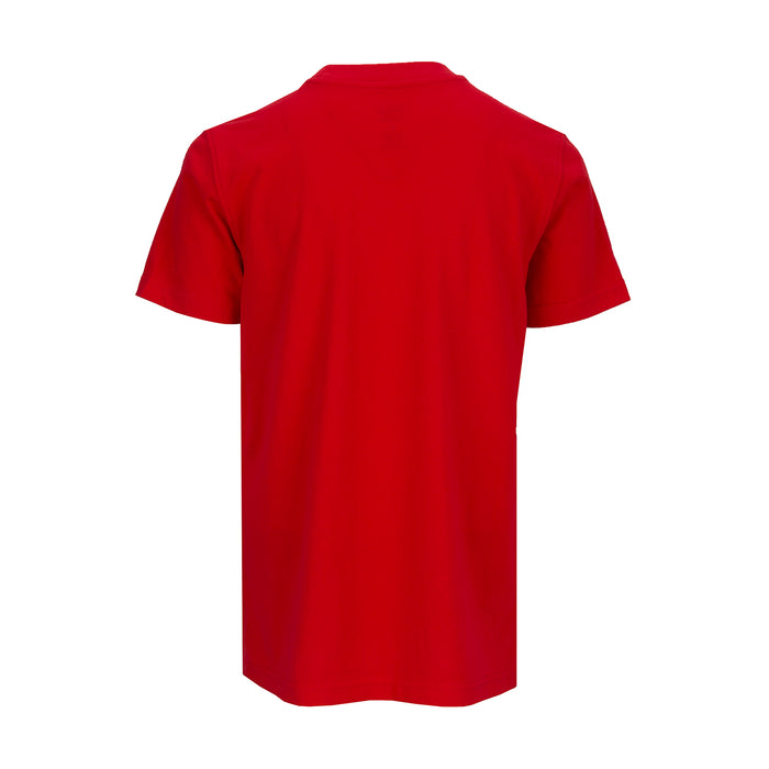 Red youth graphic T-shirt, back view with no visible print