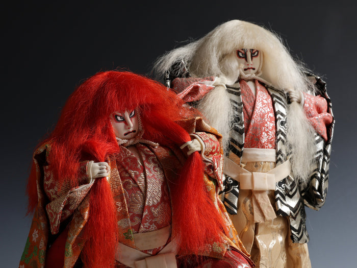 Great Japanese Old Vintage Kabuki Doll -Ren Jishi- 2LEOS Kyugetsu Product