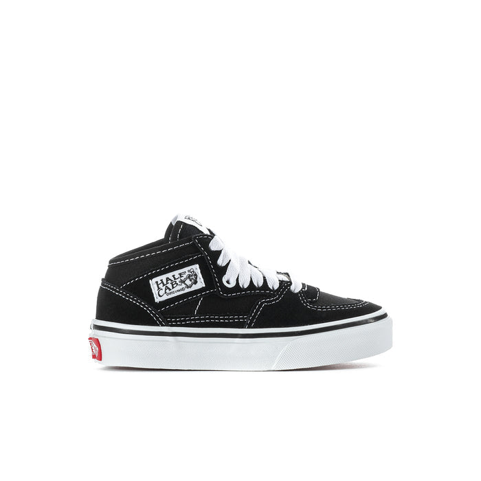 Kids half-calf sneakers, black with white laces and Half Cafe logo patch
