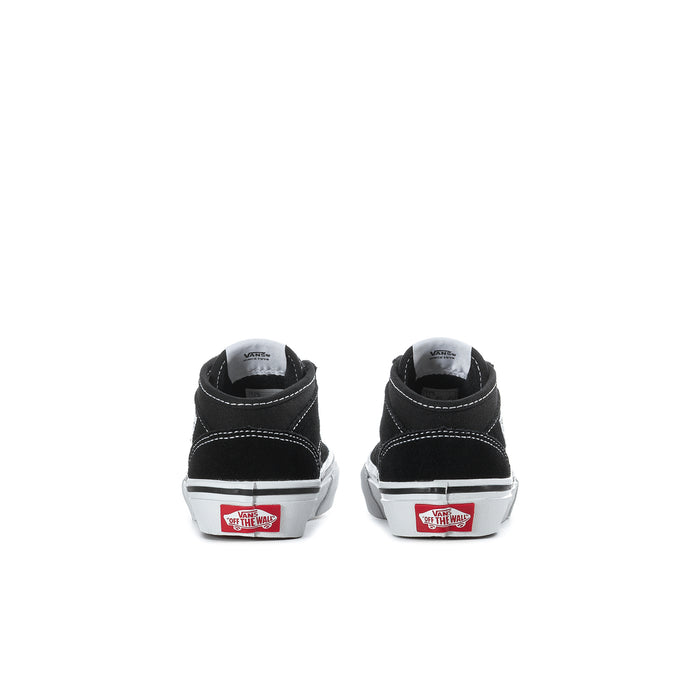 Kids half-calf sneakers from heel, black with white midsoles and red heel label