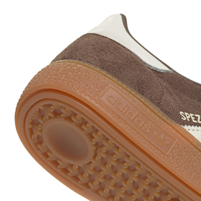 Close-up of gum outsole with adidas Spezial branding and tread texture