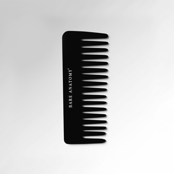 Handcrafted Wide Tooth Hair Comb For Detangling and Reduced Breakage - Black